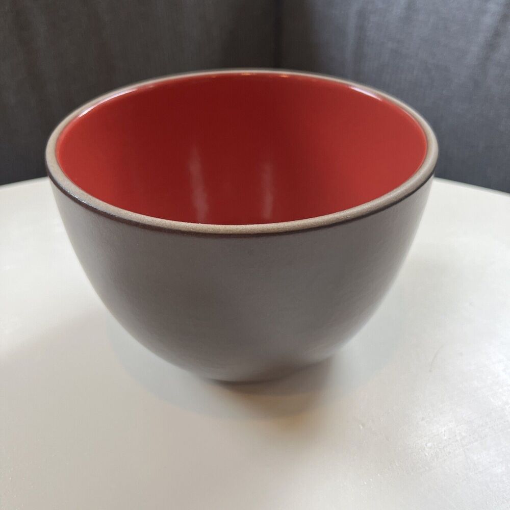 Edith Heath Ceramics #110 Deep Serving Bowl USA Chocolate Brown + Glossy Red